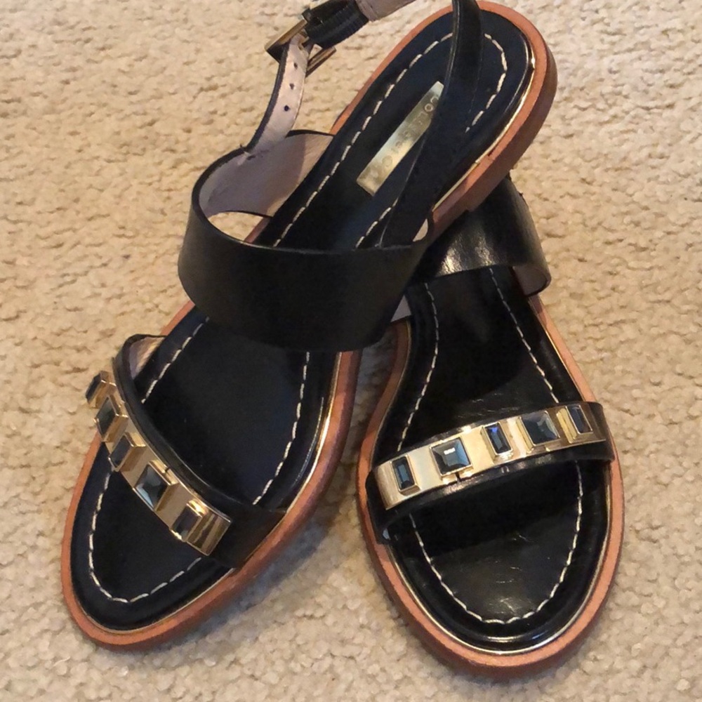 Louise Et Cie black leather jeweled sandals size 8